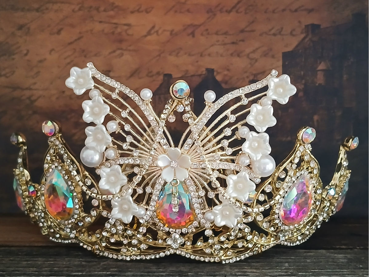 Iridescent Butterfly Flower Tiara