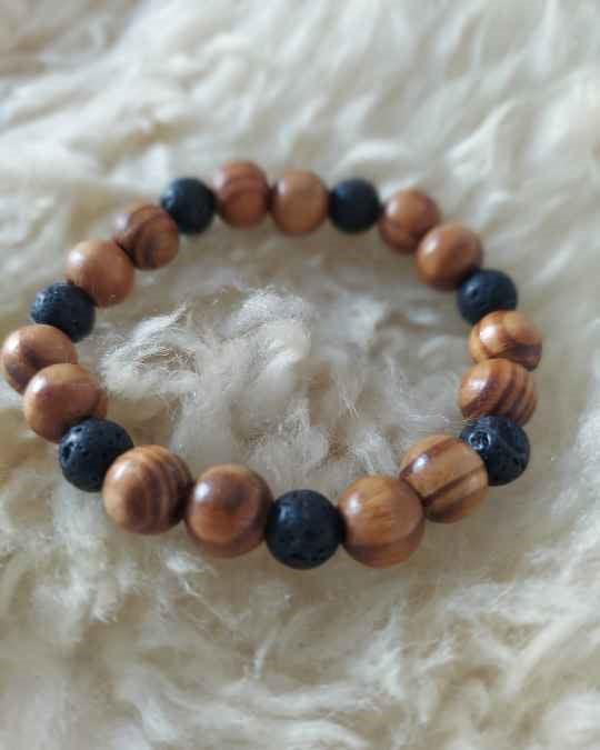 Gem and Wood Intention Bracelet