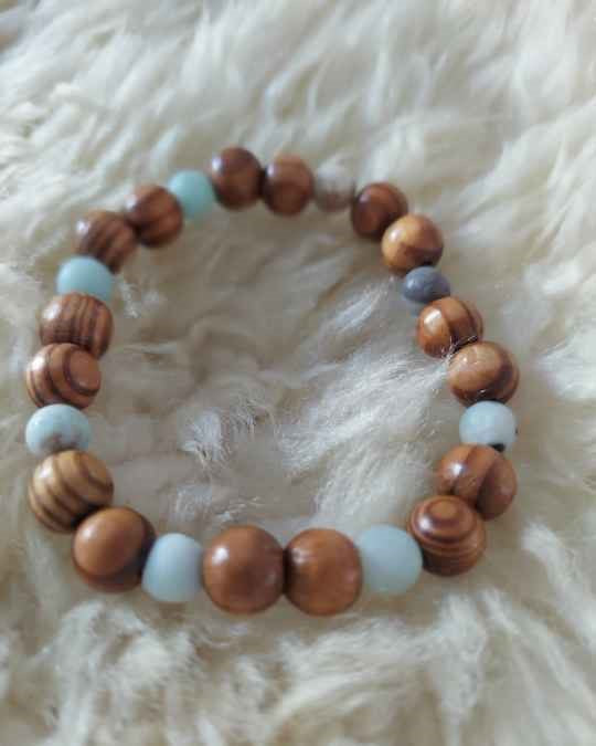 Gem and Wood Intention Bracelet
