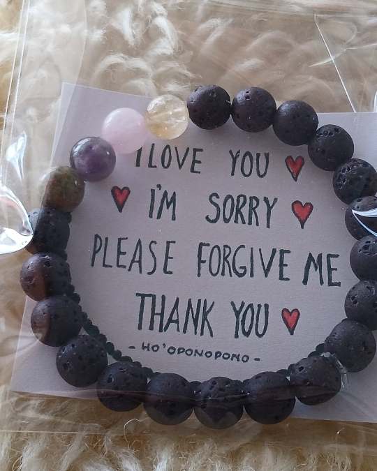 Ho'Oponopono Lava Stone and Gem Bracelet