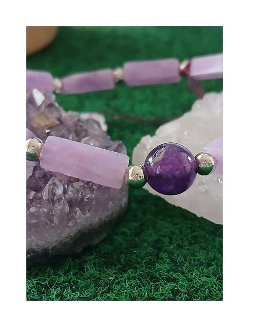 Amethyst and Silver Bead Bracelet