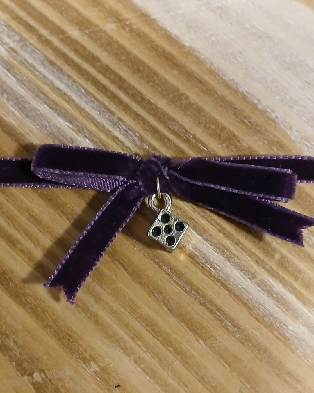 Velvet Choker Dice Charm Bow Style