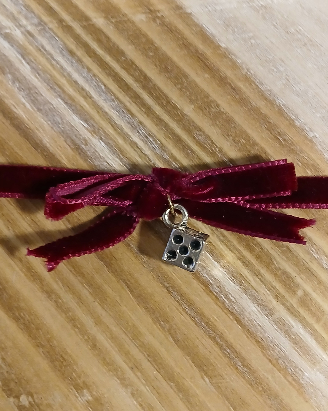 Velvet Choker Dice Charm Bow Style