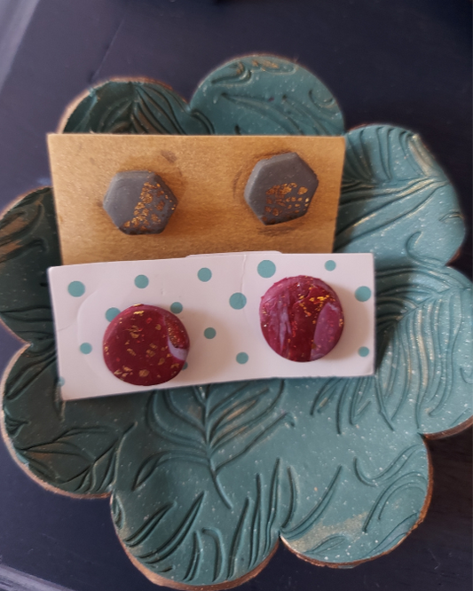 Marbled Stone-Inspired Stud Earrings