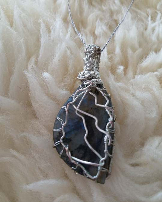 Labradorite Wrapped Gemstone Necklace