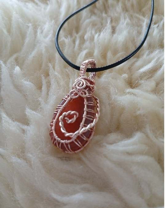 Red Agate Wrapped Gemstone Necklace