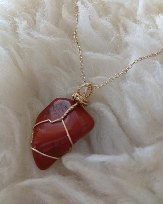 Red Jasper Wrapped Gemstone Necklace