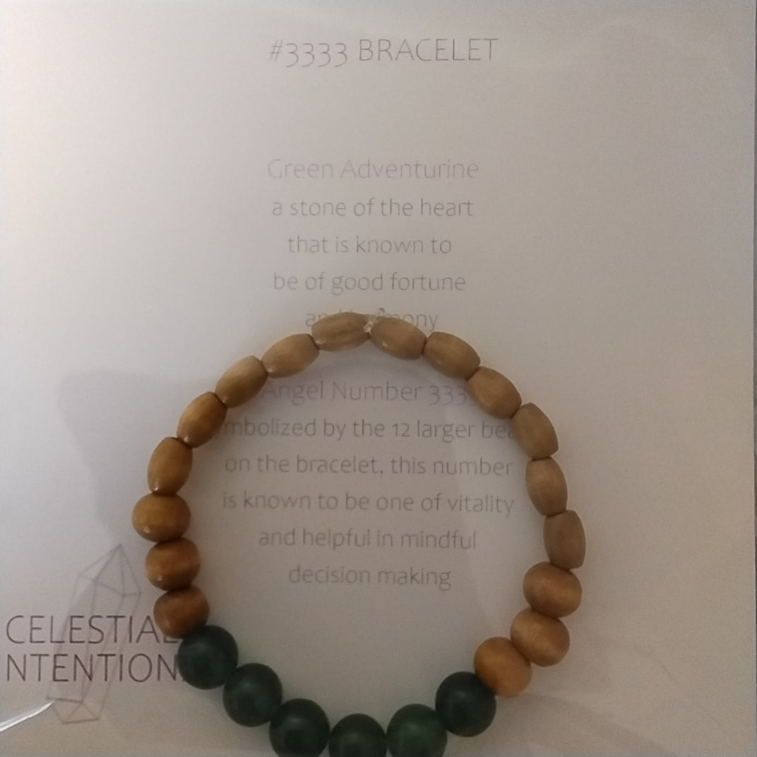 3333 Bracelet Wood & Gemstone