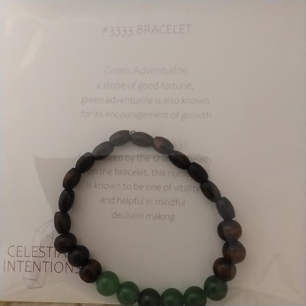 3333 Bracelet Wood & Gemstone