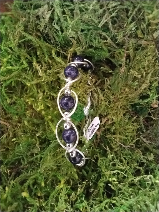 Blue Goldstone Gemstone Cuff