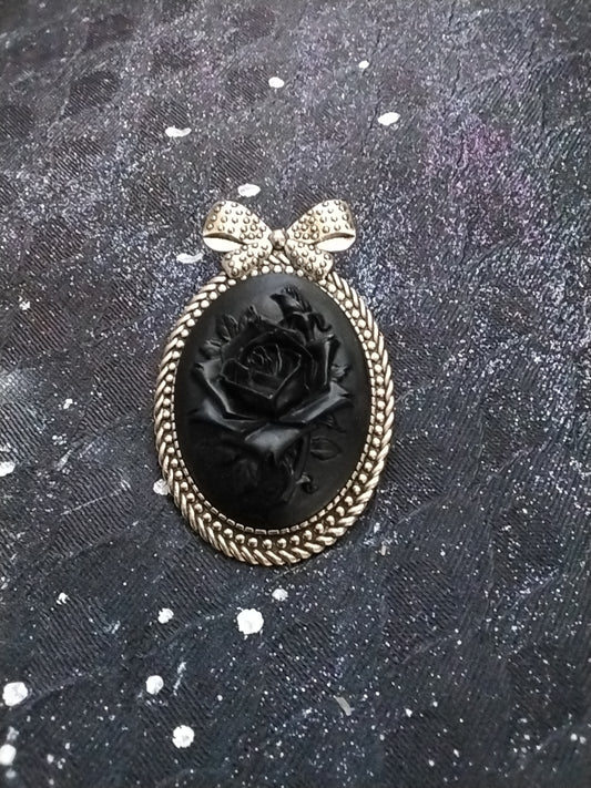 Black Rose Cameo Brooch