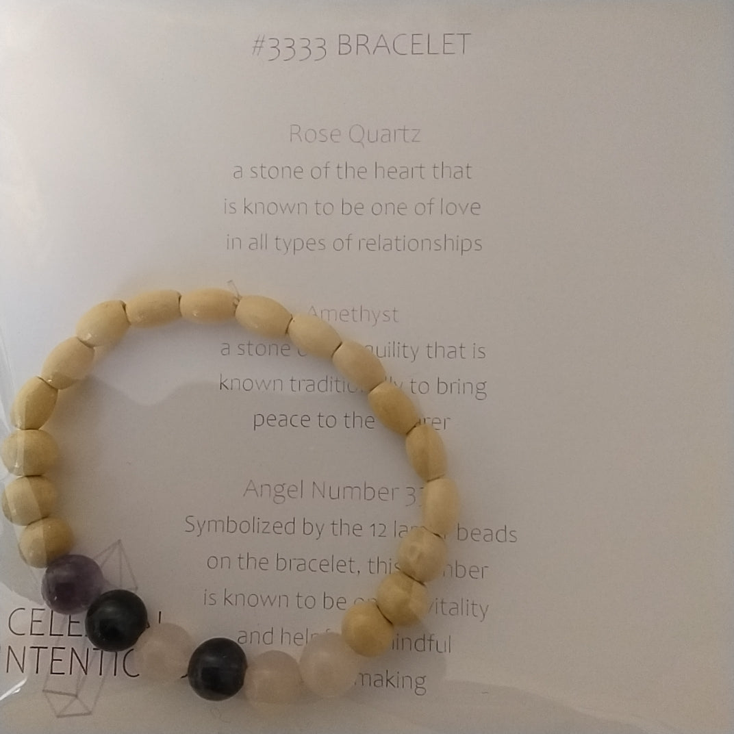 3333 Bracelet Wood & Gemstone