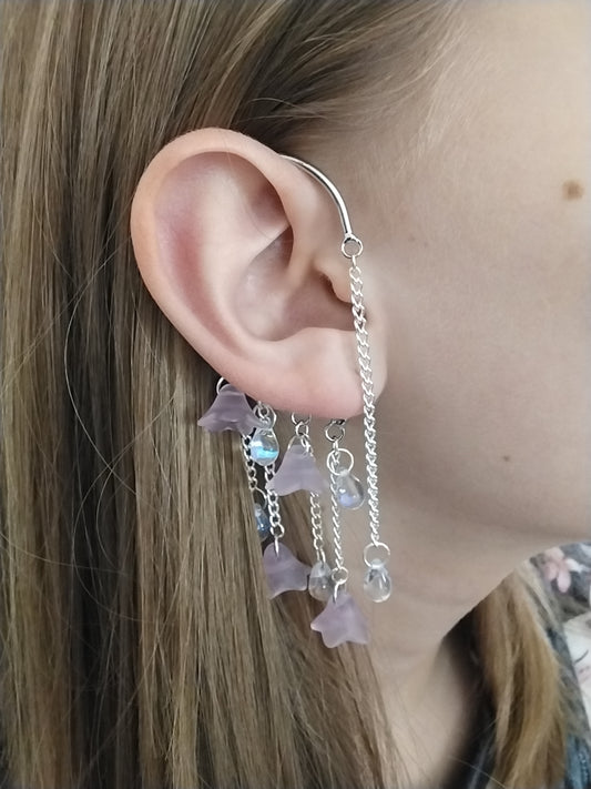 Blossom + Dewdrop Ear Cuffs with Dangle Chain