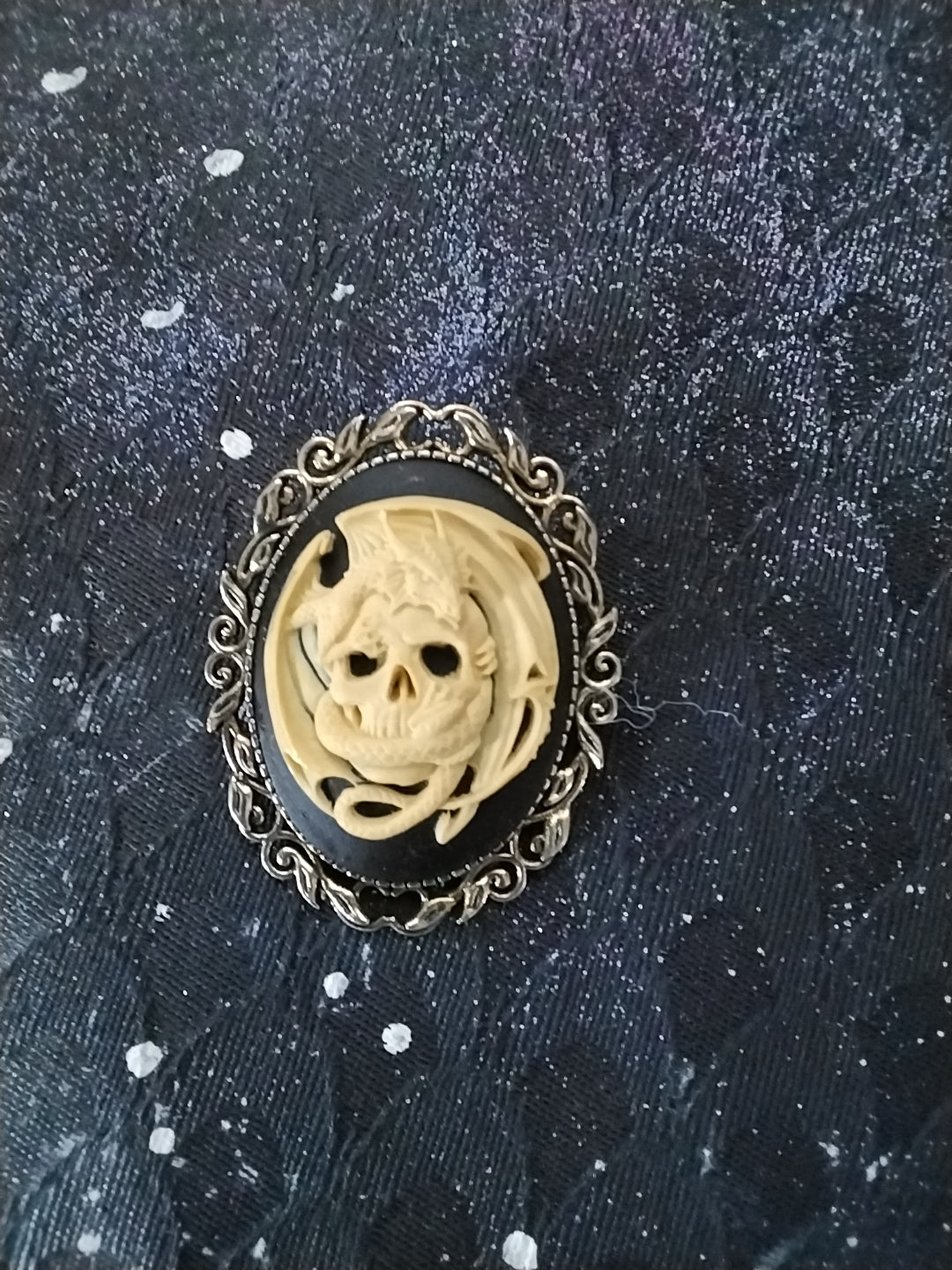 Dragon Skull Cameo Brooch