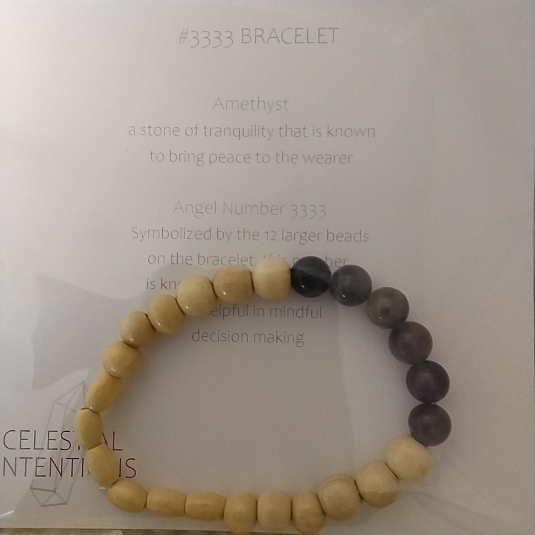 3333 Bracelet Wood & Gemstone