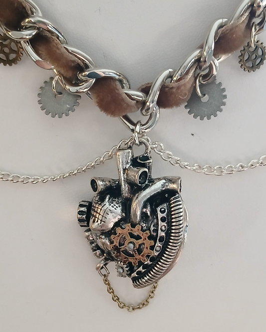 Steampunk Anatomical Heart Dark Gold